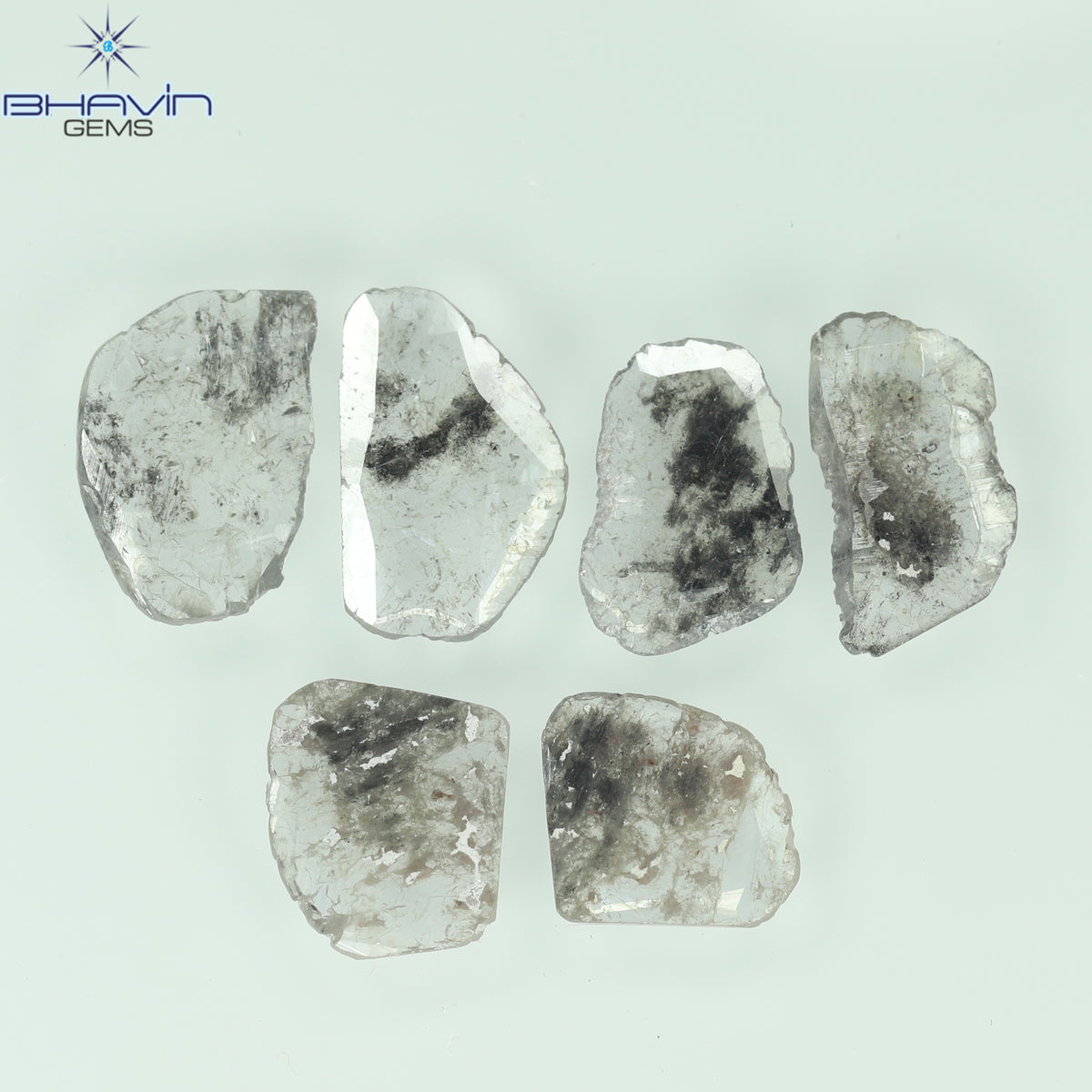 2.48 CT (6 Pcs) Slice Natural Diamond Salt And Pepper Color Clarity I3 (9.15 MM)