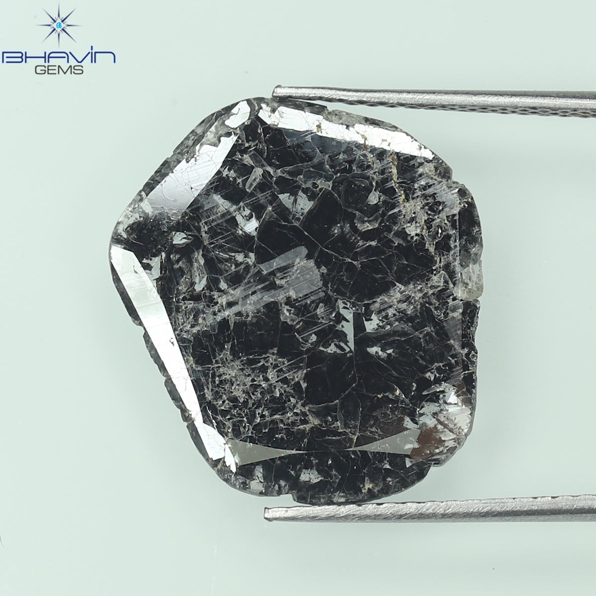 3.79 CT Natural Slice Diamond Salt And Pepper Color Clarity I3 (17.00 MM)
