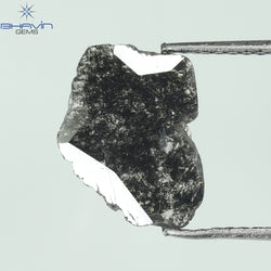 1.09 CT スライス形状 天然ダイヤモンド ソルト アンド ペッパー カラー I3 クラリティ (11.82 MM)