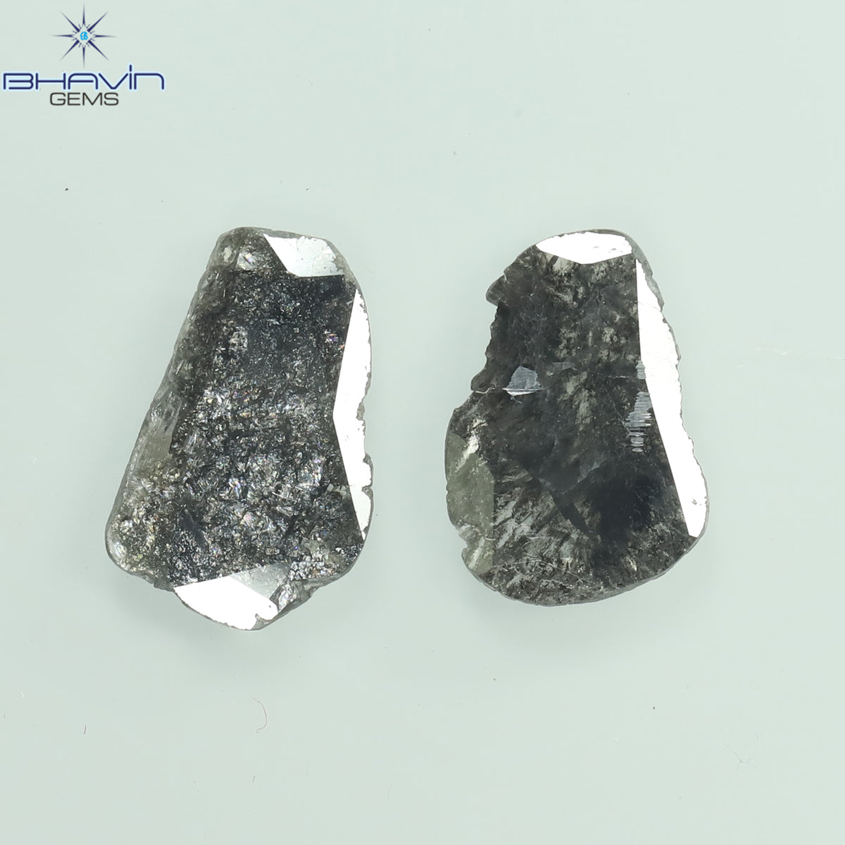 1.60 CT スライス形状 天然ダイヤモンド ソルト アンド ペッパー カラー I3 クラリティ (11.19 MM)