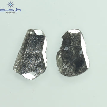 1.60 CT スライス形状 天然ダイヤモンド ソルト アンド ペッパー カラー I3 クラリティ (11.19 MM)