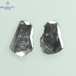 1.60 CT Slice Shape Natural Diamond Salt And Pepper Color I3 Clarity (11.19 MM)