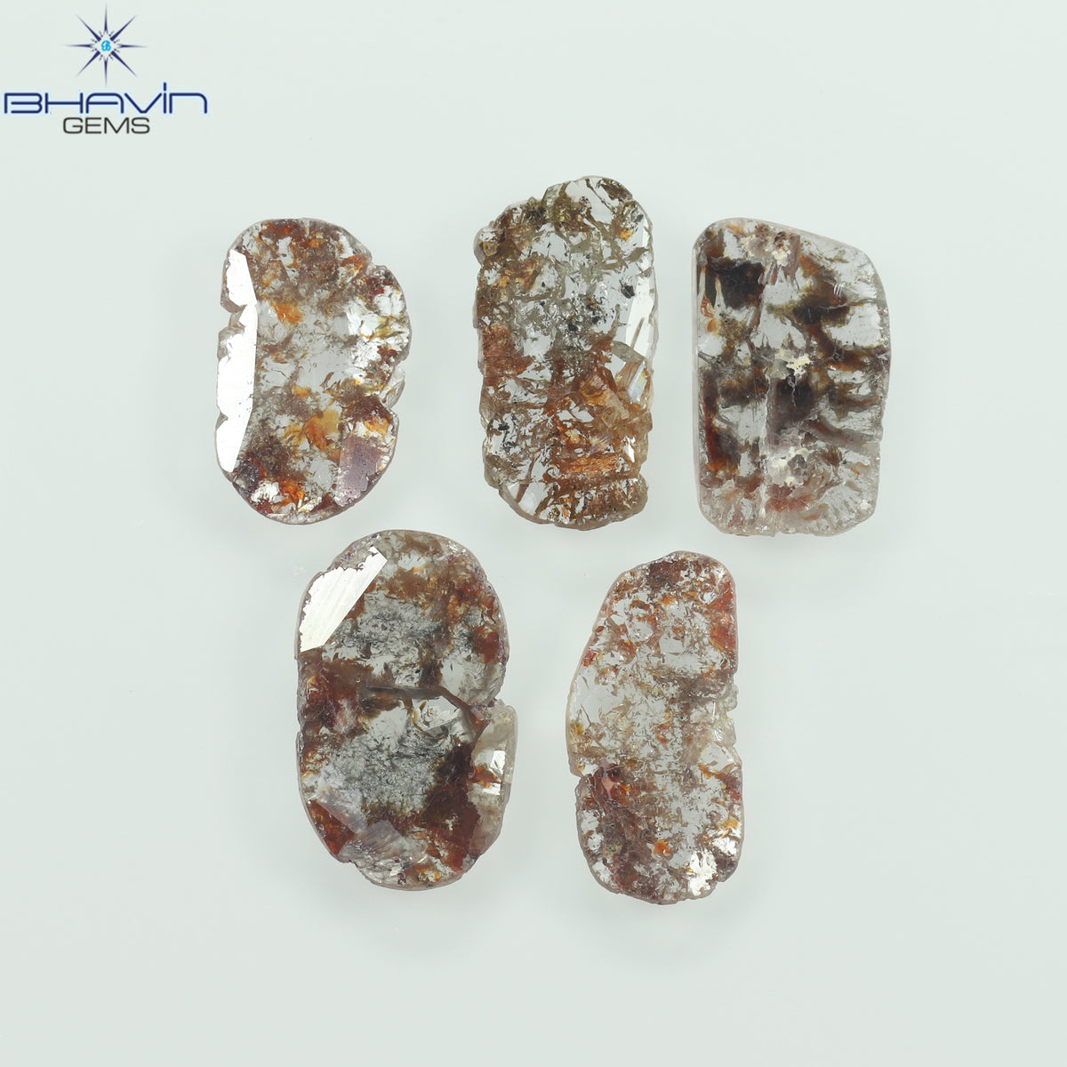 3.57 CT (5 Pcs) Slice Natural Loose Diamond Brown Color Clarity I3 (11.59 MM)
