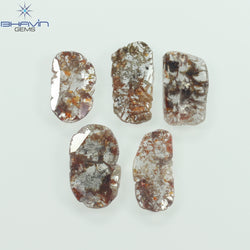 3.57 CT/5 Pcs Slice Shape Natural Loose Diamond Brown Color I3 Clarity (11.59 MM)