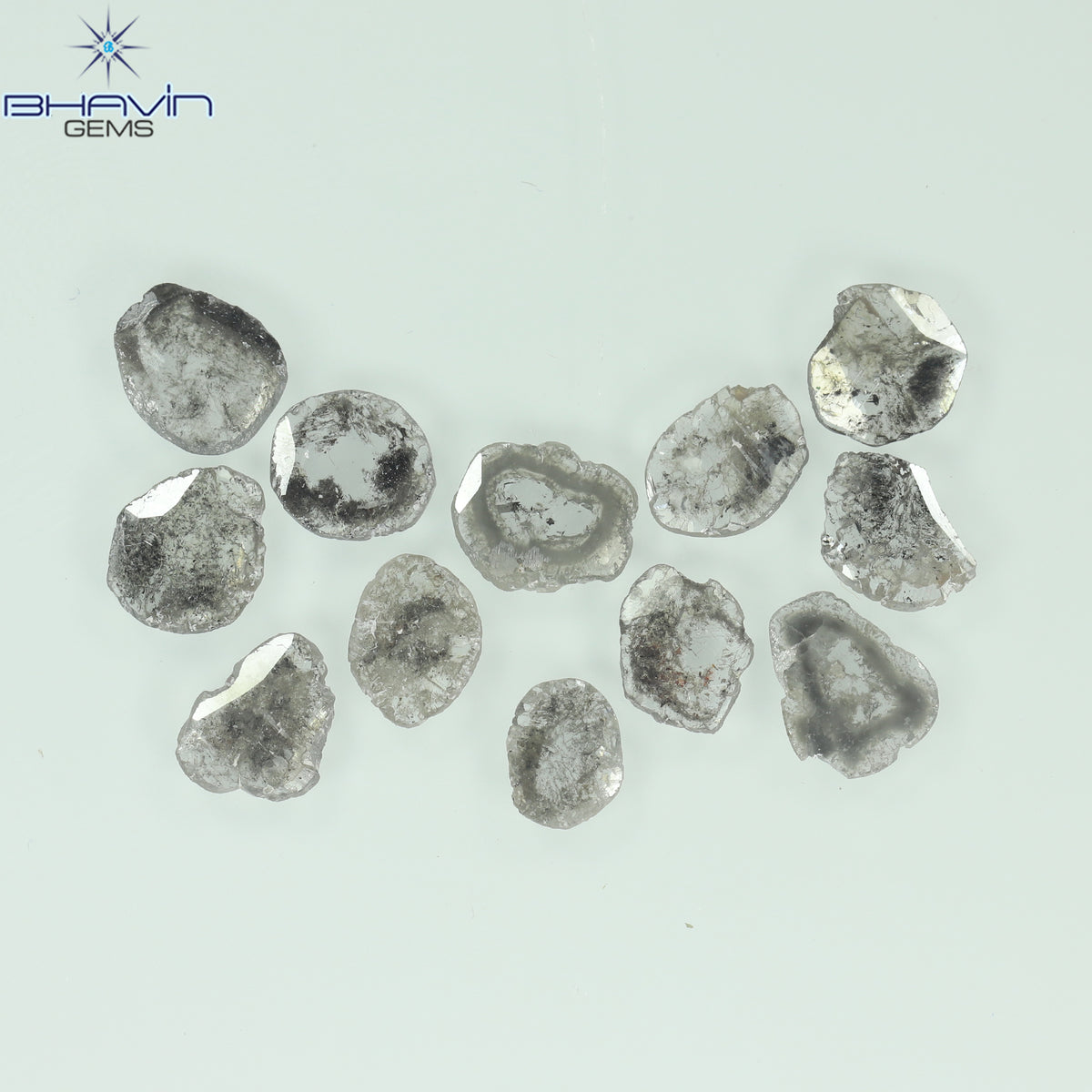 4.32 CT (12 Pcs) Slice Natural Diamond Salt And Pepper Color Clarity I3 (7.74 MM)