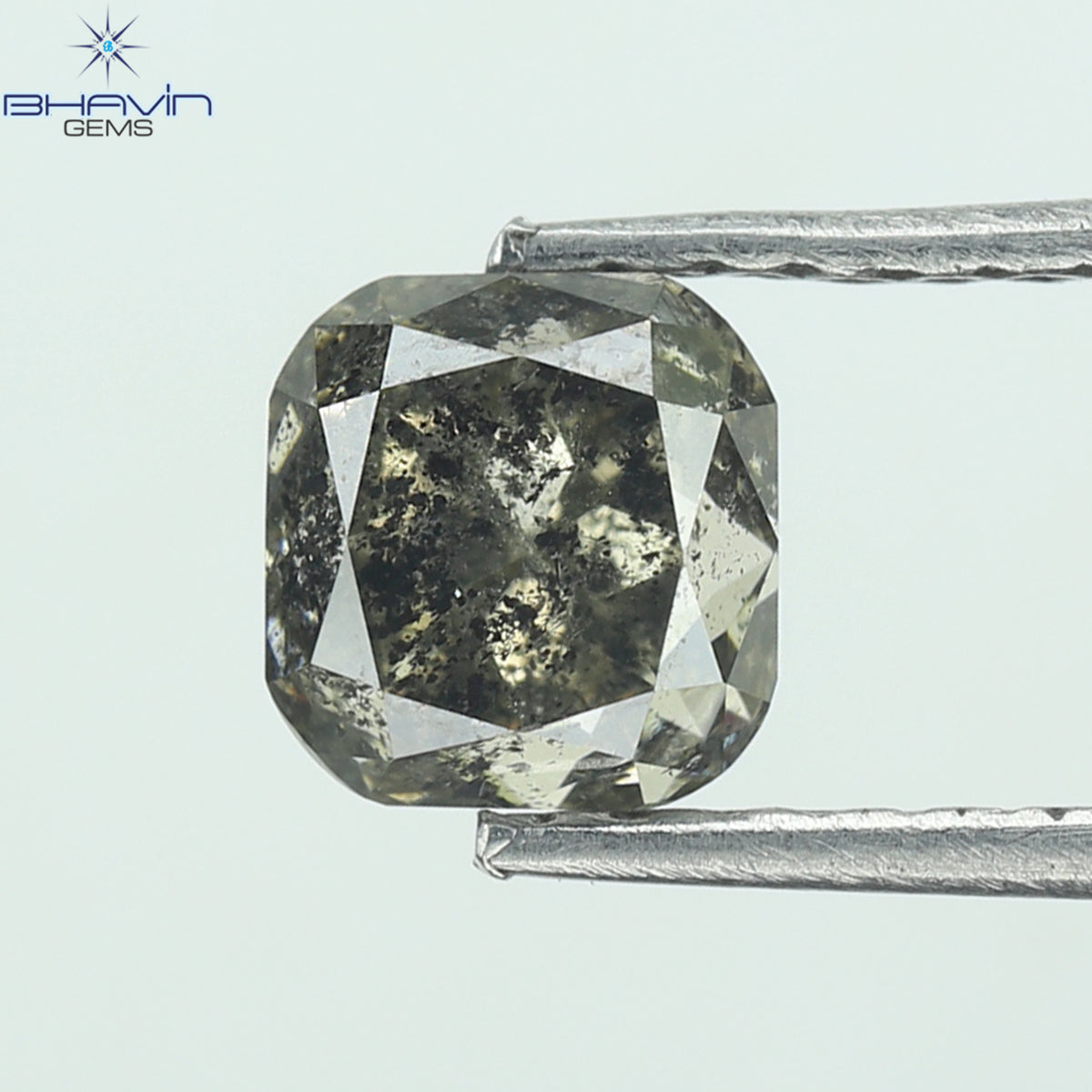 1.11 CT Natural Cushion Diamond Salt And Pepper Color Clarity I3 (5.09 MM)