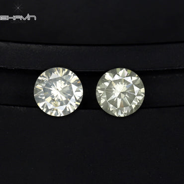 0.54 CT/2 Pcs Round Shape Natural Loose Diamond White Color I3 Clarity (4.14 MM)
