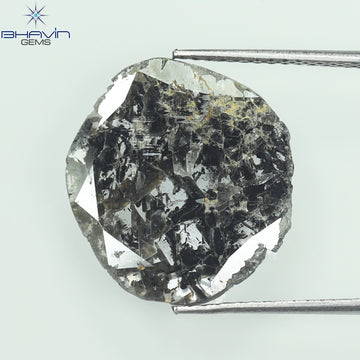 2.98 CT スライス シェイプ ナチュラル ダイヤモンド ソルト アンド ペッパー カラー I3 クラリティ (16.00 MM)