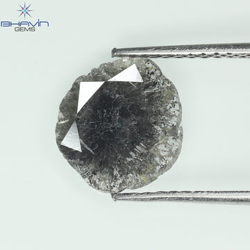0.89 CT スライス シェイプ 天然ダイヤモンド ソルト アンド ペッパー カラー I3 クラリティ (9.81 MM)