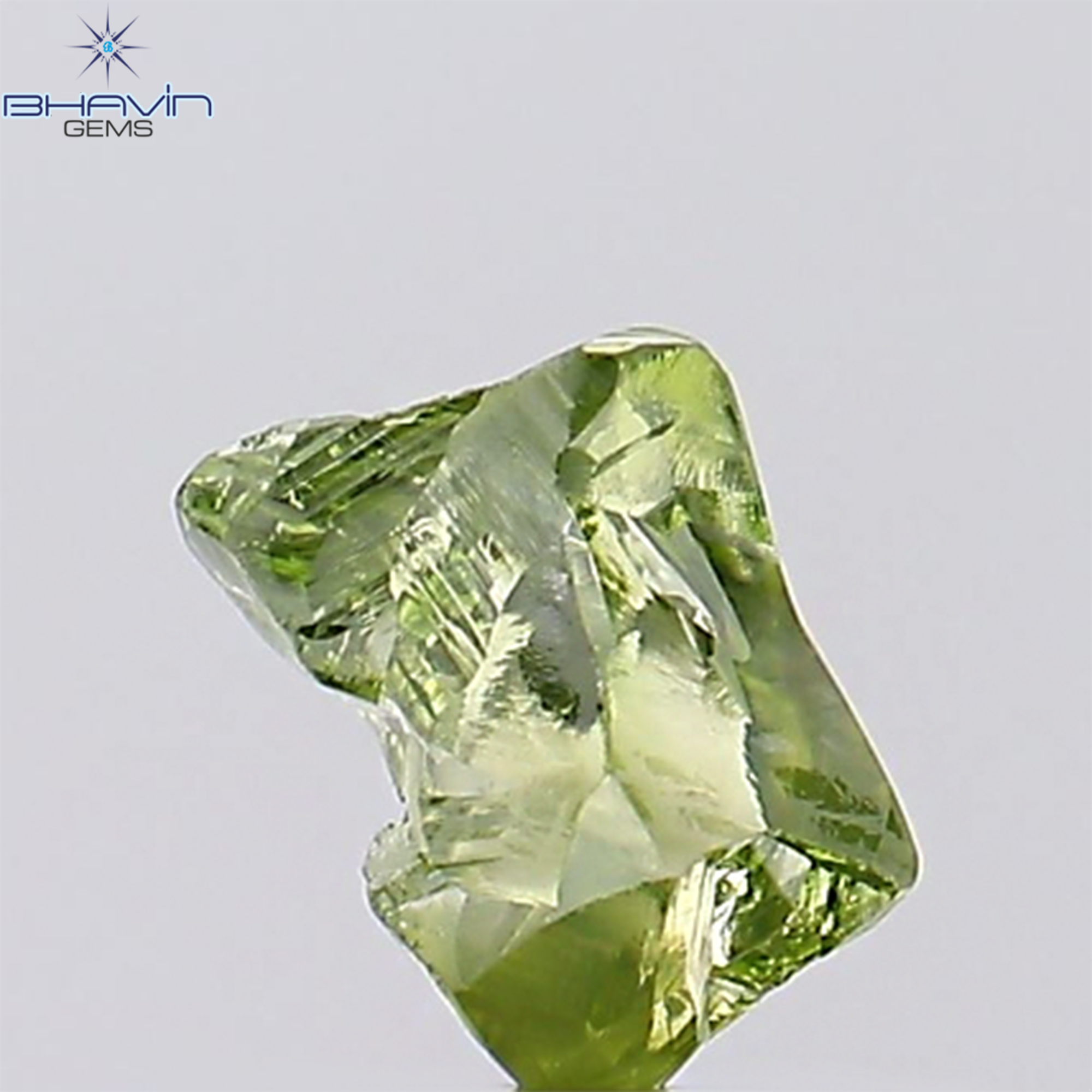 0.62 CT, Rough Shape, Natural Diamond, Green Color, VS2 Clarity (5.96 MM)