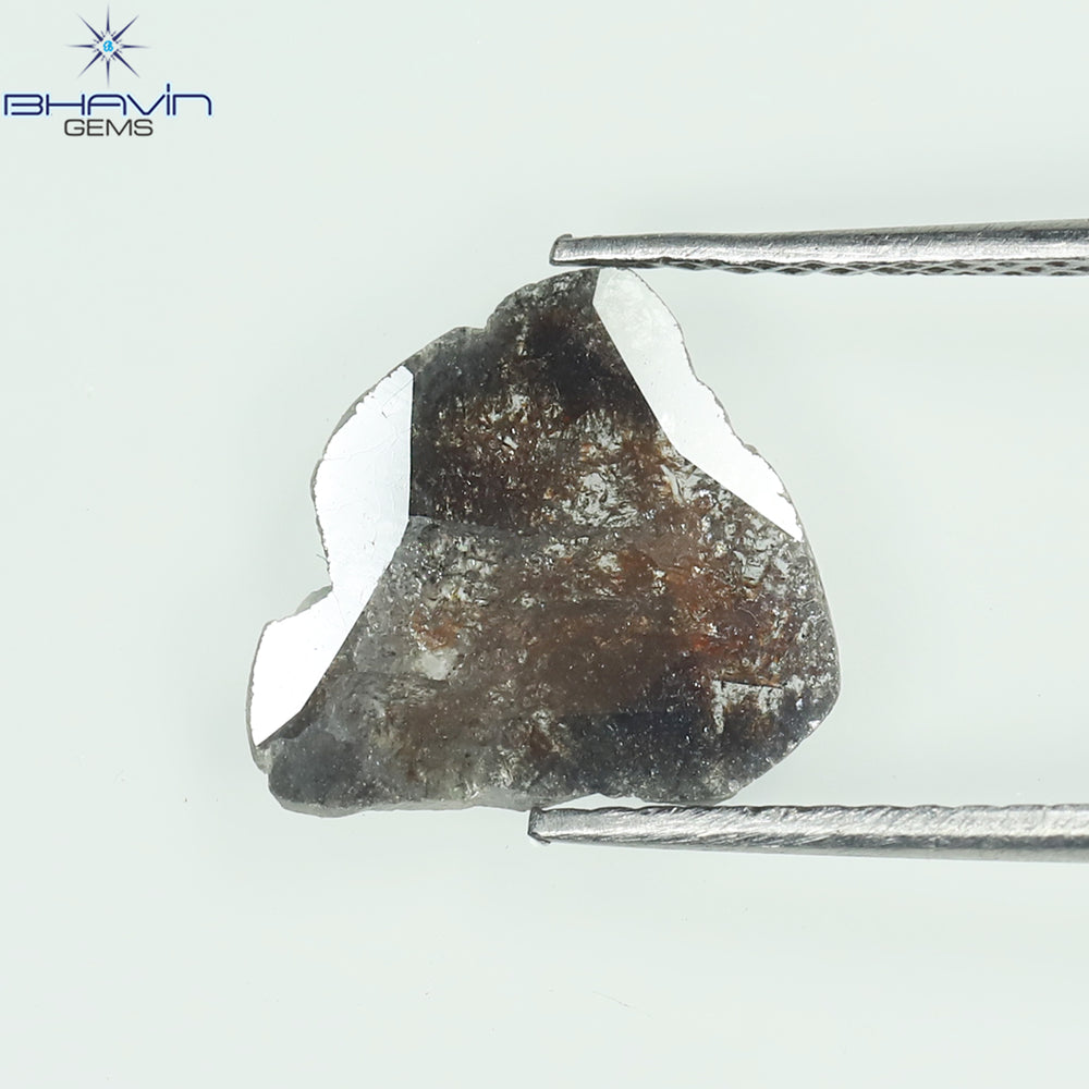 1.05 CT スライス形状 天然ダイヤモンド ソルト アンド ペッパー カラー I3 クラリティ (11.60 MM)