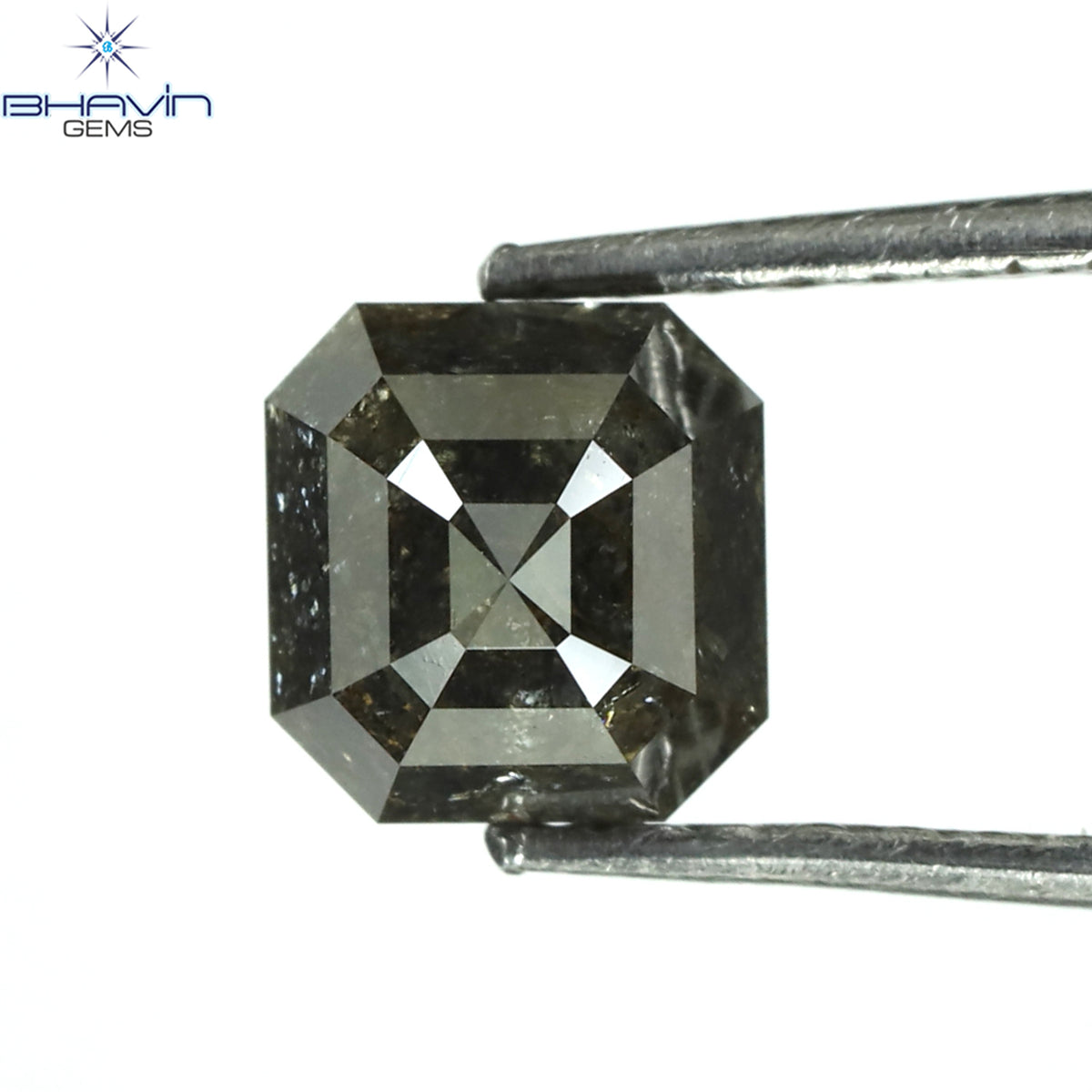 1.00 CT アッシャー シェイプ ナチュラル ダイヤモンド ソルト アンド ペッパー カラー I3 クラリティ (5.72 MM)