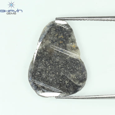 3.28 CT Slice Shape Natural Diamond Black (Salt And Pepper) Color I3 Clarity (19.36 MM)
