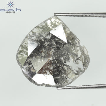 3.38 CT スライス シェイプ ナチュラル ダイヤモンド ソルト アンド ペッパー カラー I3 クラリティ (15.37 MM)