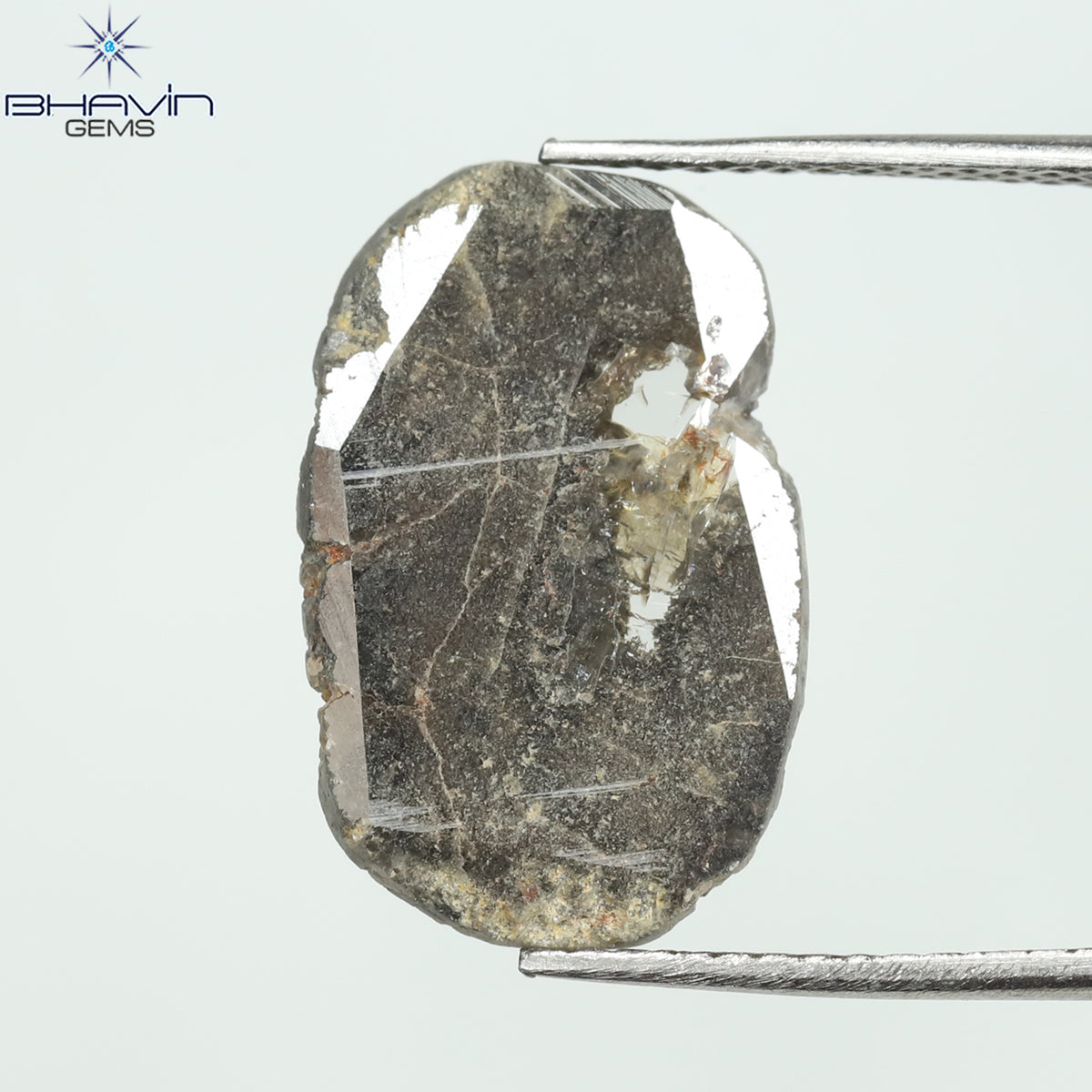3.00 CT スライス シェイプ ナチュラル ダイヤモンド ソルト アンド ペッパー カラー I3 クラリティ (17.17 MM)