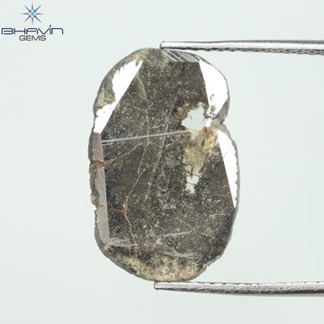 3.00 CT スライス シェイプ ナチュラル ダイヤモンド ソルト アンド ペッパー カラー I3 クラリティ (17.17 MM)