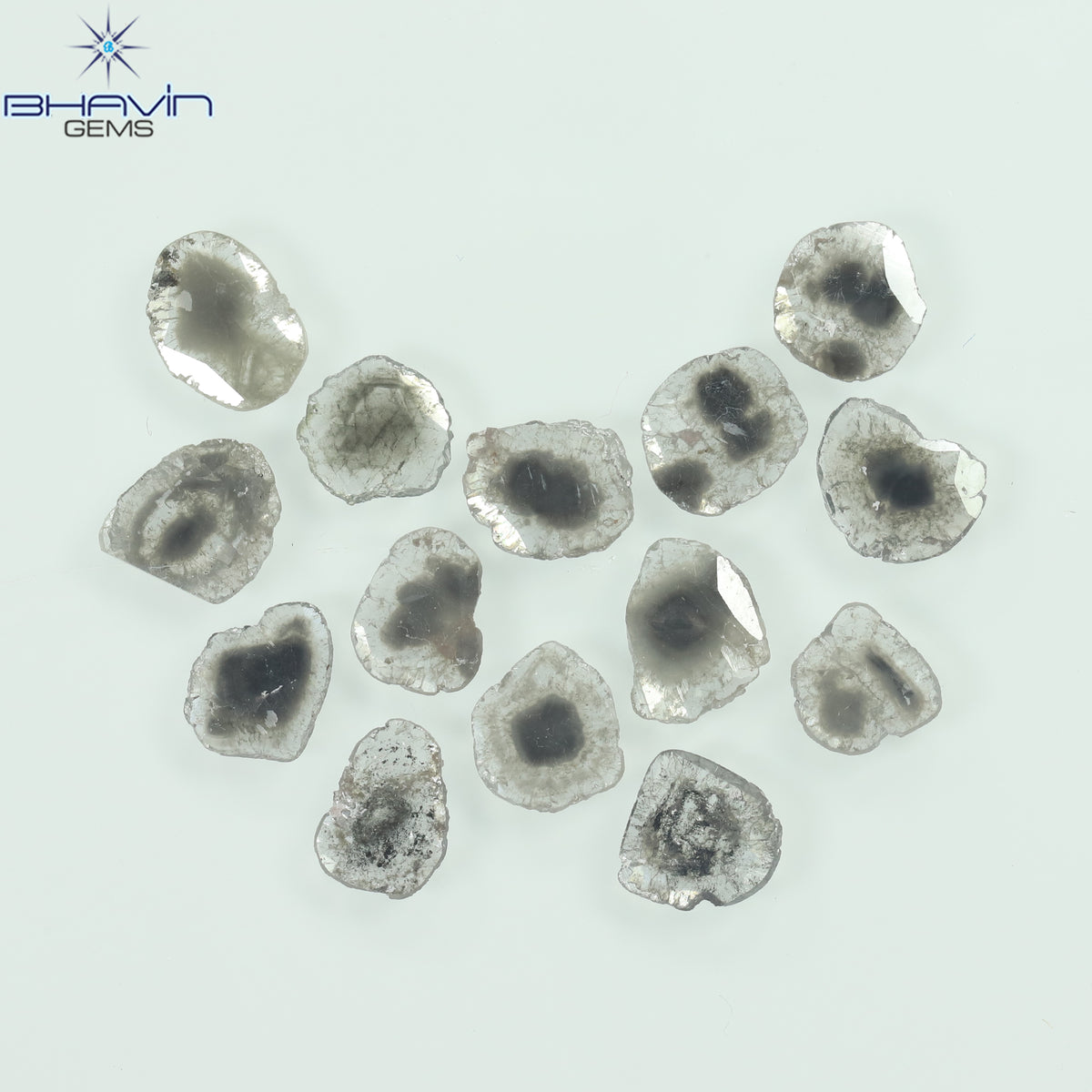 3.16 CT (14 Pcs) Slice Natural Diamond Salt And Pepper Color Clarity I3 (6.68 MM)