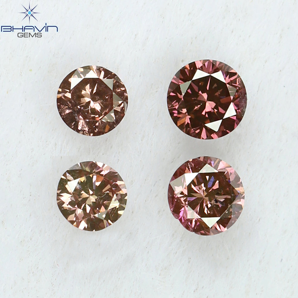 0.15 CT/4 Pcs Round Shape Natural Loose Diamond Pink Color VS-SI Clarity (0.15 MM)
