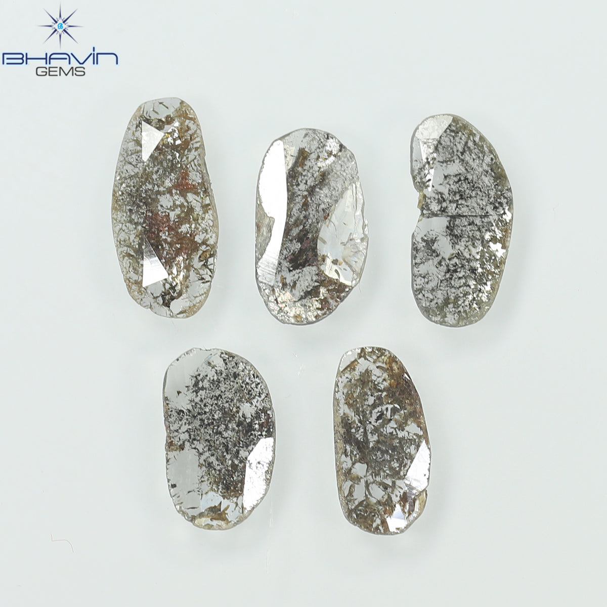 1.75 CT (5 Pcs) Slice Natural Diamond Salt And Pepper Color Clarity I3 (10.45 MM)