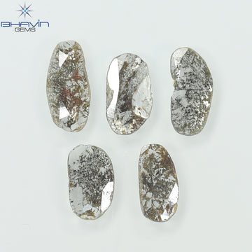 1.75 CT (5 Pcs) Slice Natural Diamond Salt And Pepper Color Clarity I3 (10.45 MM)