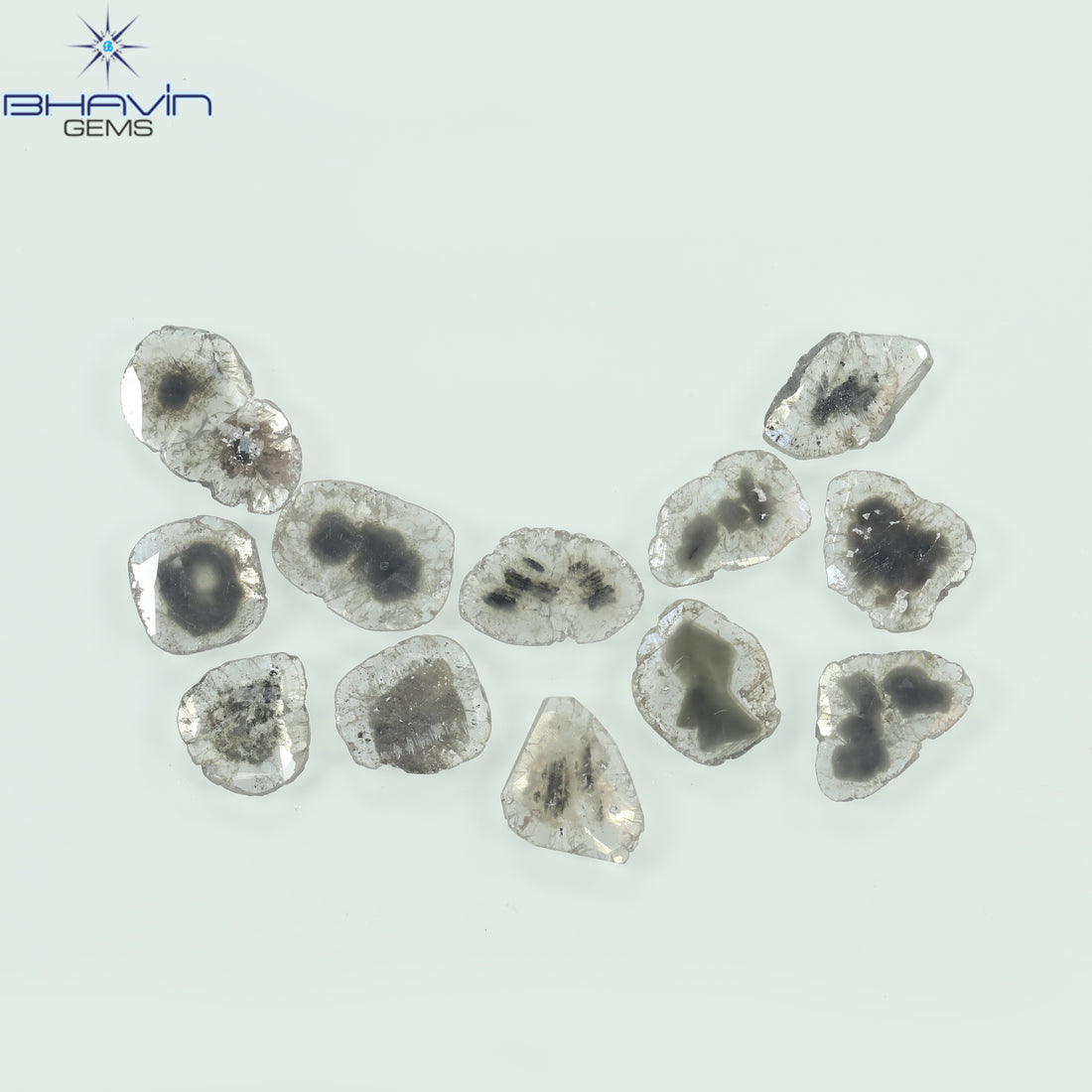 4.46 CT (12 Pcs) Slice Natural Diamond Salt And Pepper Color Clarity I3 (9.90 MM)