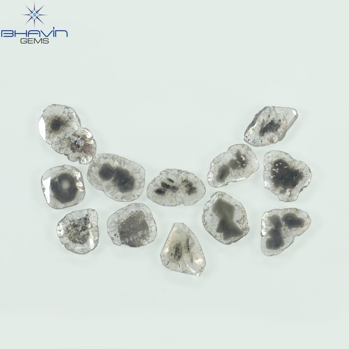 4.46 CT (12 Pcs) Slice Natural Diamond Salt And Pepper Color Clarity I3 (9.90 MM)