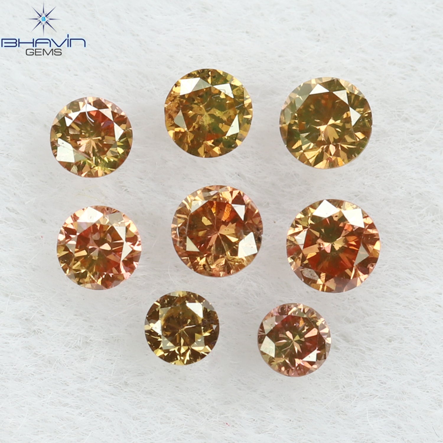 0.18 CT/8 Pcs Round Shape Natural Loose Diamond Pink Color SI Clarity (1.90 MM)