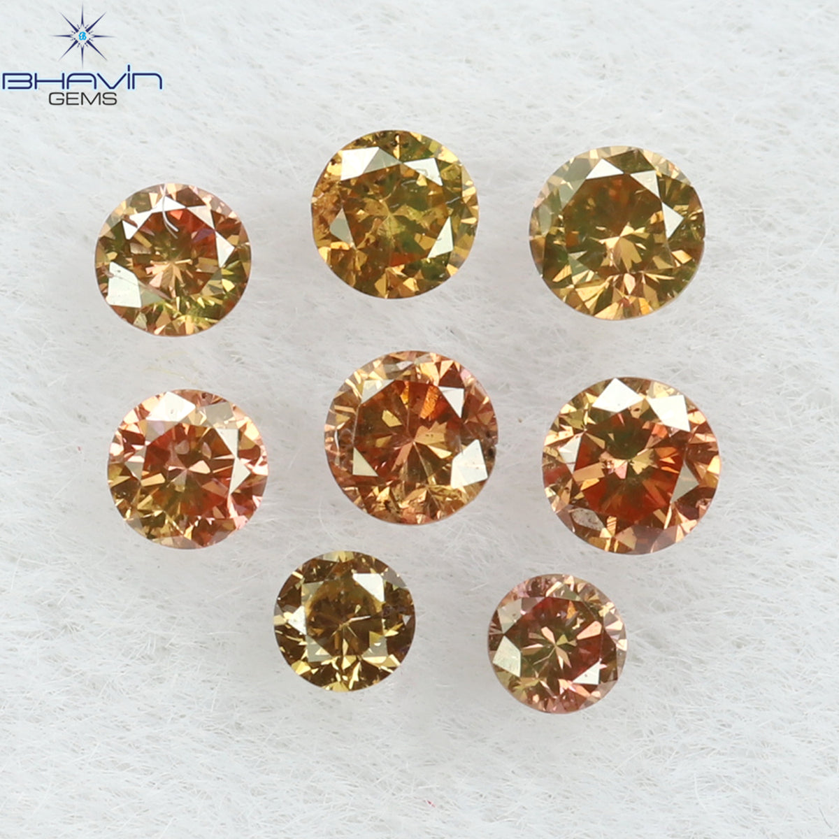 0.18 CT/8 Pcs Natural Round Diamond Enhanced Pink Color Clarity SI (1.90 MM)