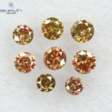 0.18 CT/8 Pcs Natural Round Diamond Enhanced Pink Color Clarity SI (1.90 MM)