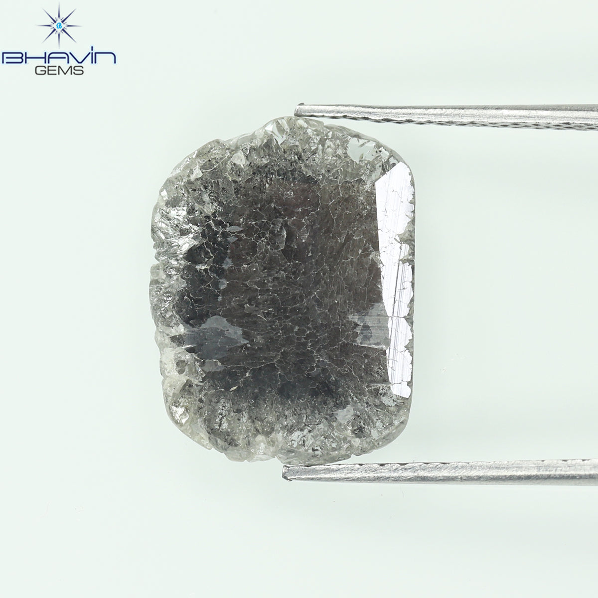 3.00 CT Slice Natural Diamond Salt And Pepper Color Clarity I3 (13.65 MM)