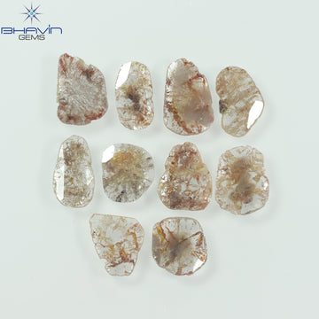 3.81 CT/10 ピース スライス シェイプ ナチュラル ルース ダイヤモンド ブラウン カラー I3 クラリティ (9.41 MM)