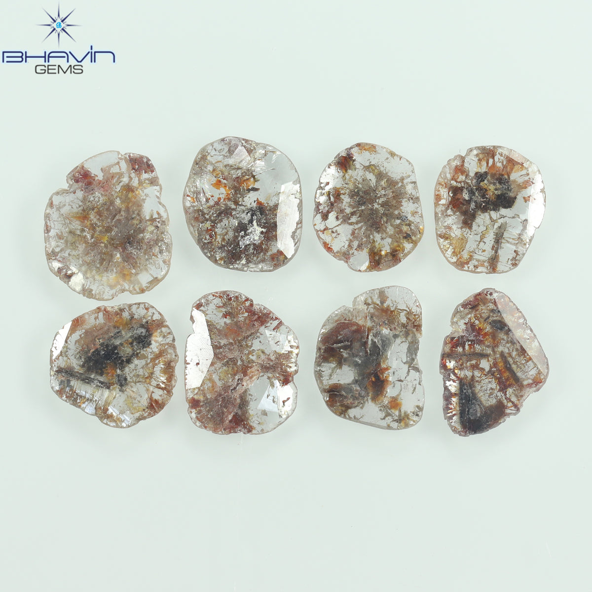 5.25 CT/8 ピース スライス シェイプ ナチュラル ルース ダイヤモンド ブラウン カラー I3 クラリティ (10.06 MM)