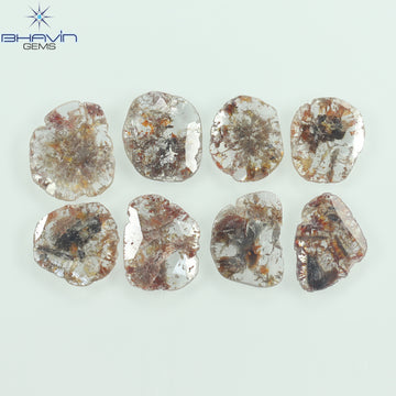 5.25 CT/8 ピース スライス シェイプ ナチュラル ルース ダイヤモンド ブラウン カラー I3 クラリティ (10.06 MM)