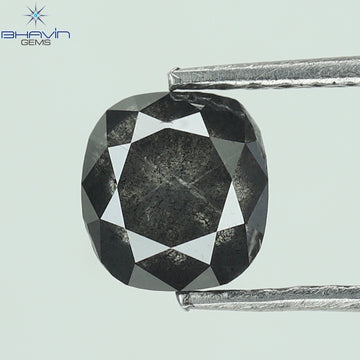 1.11 CT クッション シェイプ ソルト アンド ペッパー カラー ダイヤモンド クラリティ I3 (5.59 MM)