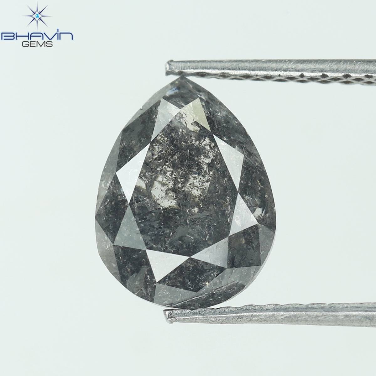 2.07 CT ペアシェイプ ナチュラル ルース ダイヤモンド ソルト アンド ペッパー カラー I3 クラリティ (9.55 MM)
