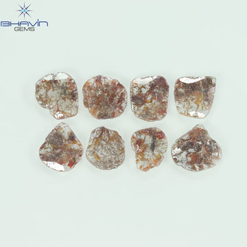 5.09 CT (8 Pcs) Slice Natural Diamond Brown Color Clarity I3 (9.26 MM)