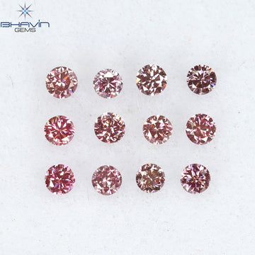 0.18 CT/12 PCS ラウンド ダイヤモンド エンハンスト ピンク カラー ナチュラル ダイヤモンド I3 クラリティ (1.50 MM)