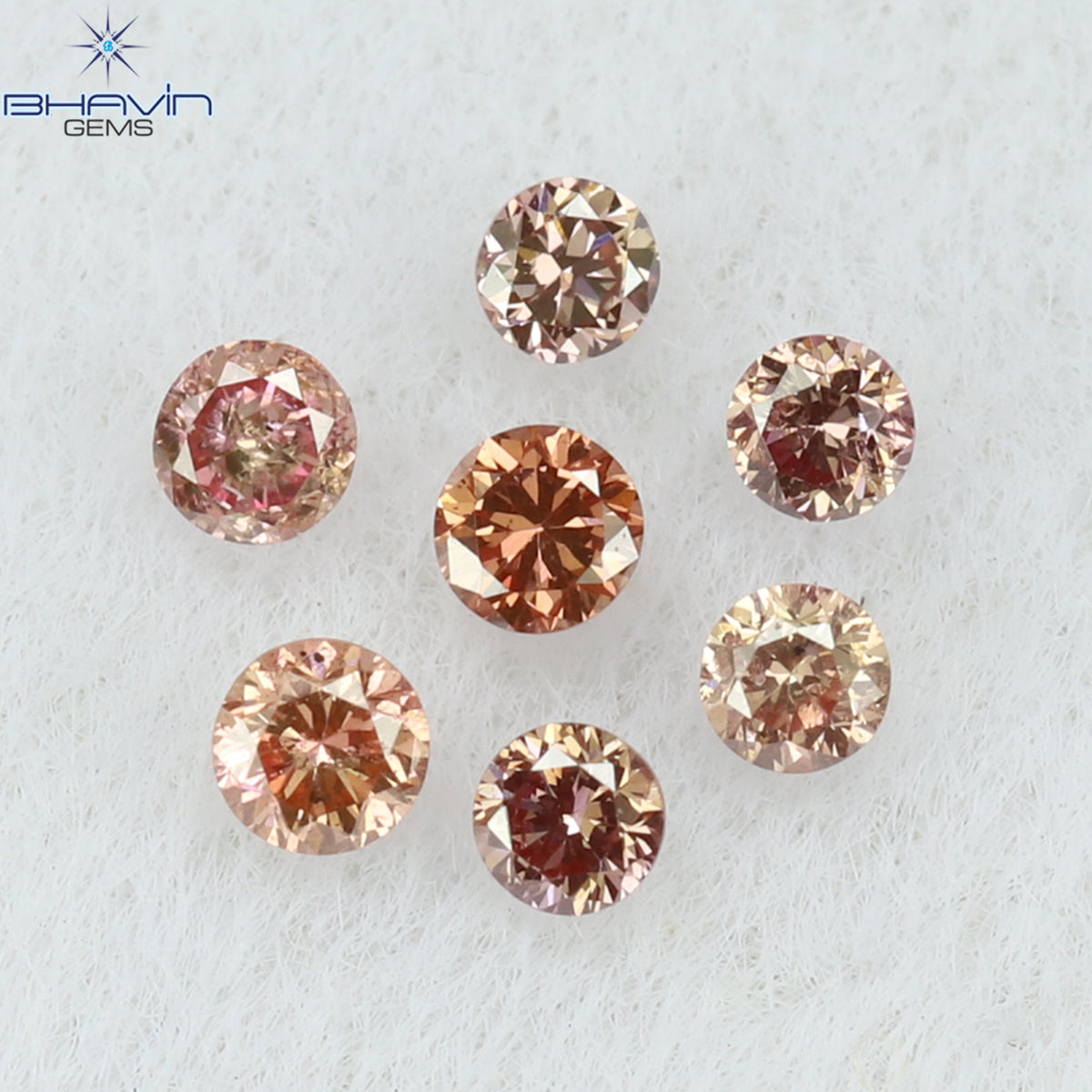 0.08 CT/7 個ラウンド シェイプ ナチュラル ルース ダイヤモンド ピンク色 VS-SI クラリティ (1.50 MM)