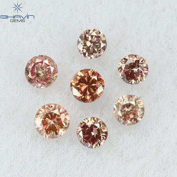 0.08 CT/7 個ラウンド シェイプ ナチュラル ルース ダイヤモンド ピンク色 VS-SI クラリティ (1.50 MM)