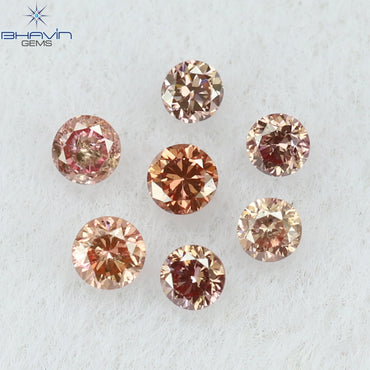 0.08 CT/7 Pcs Round Shape Natural Loose Diamond Pink Color VS-SI Clarity (1.50 MM)