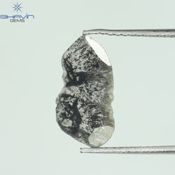 1.10 CT Slice Shape Natural Diamond Salt And Pepper Color I3 Clarity (14.00 MM)