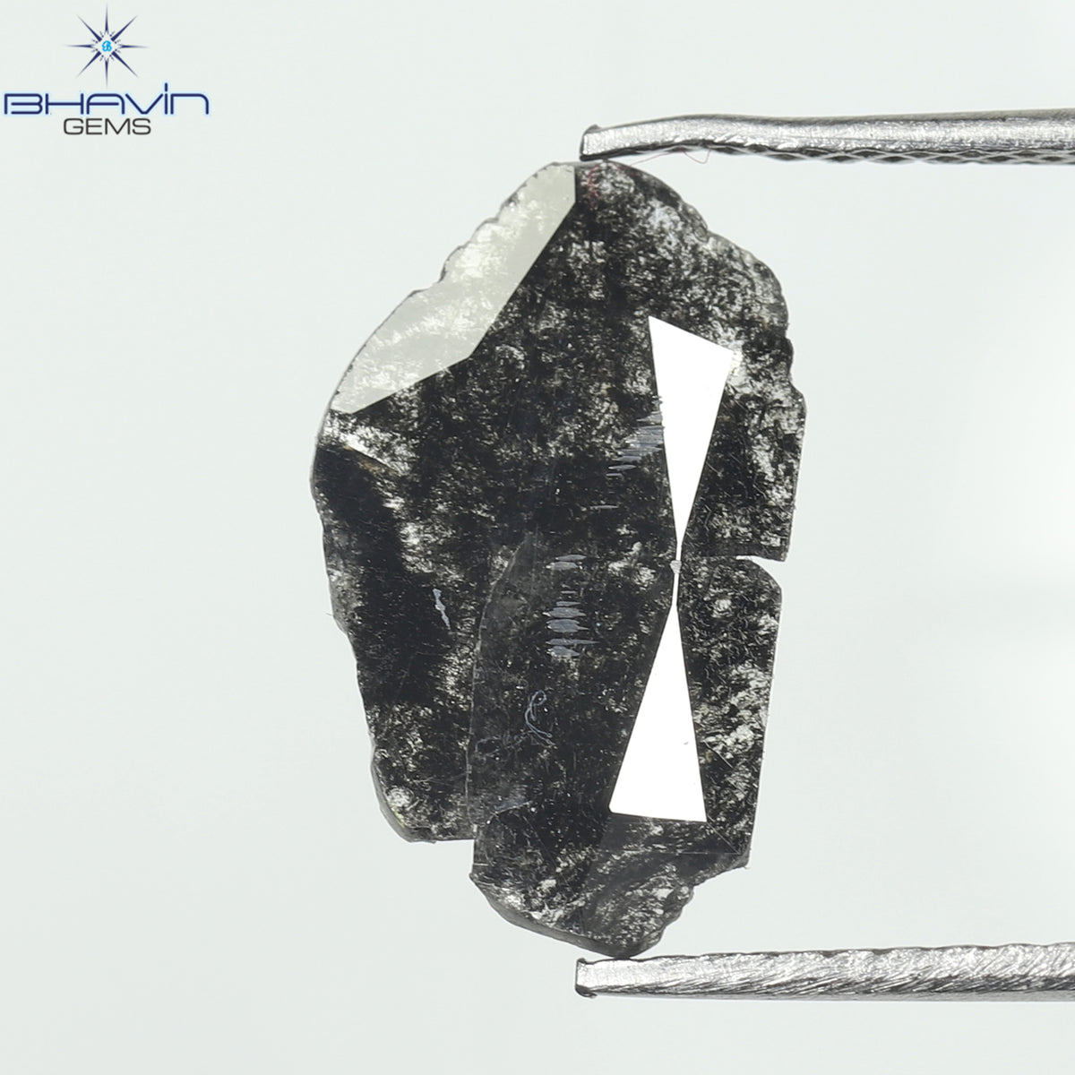 1.12 CT スライス シェイプ ナチュラル ダイヤモンド ソルト アンド ペッパー カラー I3 クラリティ (13.00 MM)