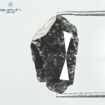 1.12 CT スライス シェイプ ナチュラル ダイヤモンド ソルト アンド ペッパー カラー I3 クラリティ (13.00 MM)