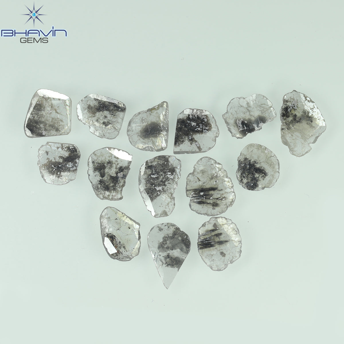3.11 CT (14 Pcs) Slice Natural Diamond Salt And Pepper Color Clarity I3 (7.85 MM)