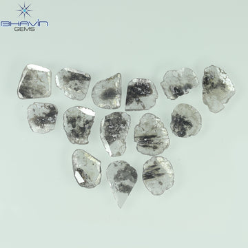 3.11 CT (14 Pcs) Slice Natural Diamond Salt And Pepper Color Clarity I3 (7.85 MM)