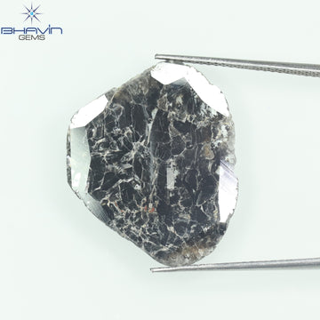 8.36 CT スライス シェイプ ナチュラル ダイヤモンド ソルト アンド ペッパー カラー I3 クラリティ (25.00 MM)