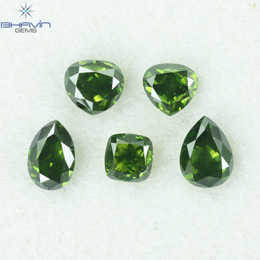 0.67 CT/5 Pcs, Mix Diamond, Green Diamond, Clarity VS2