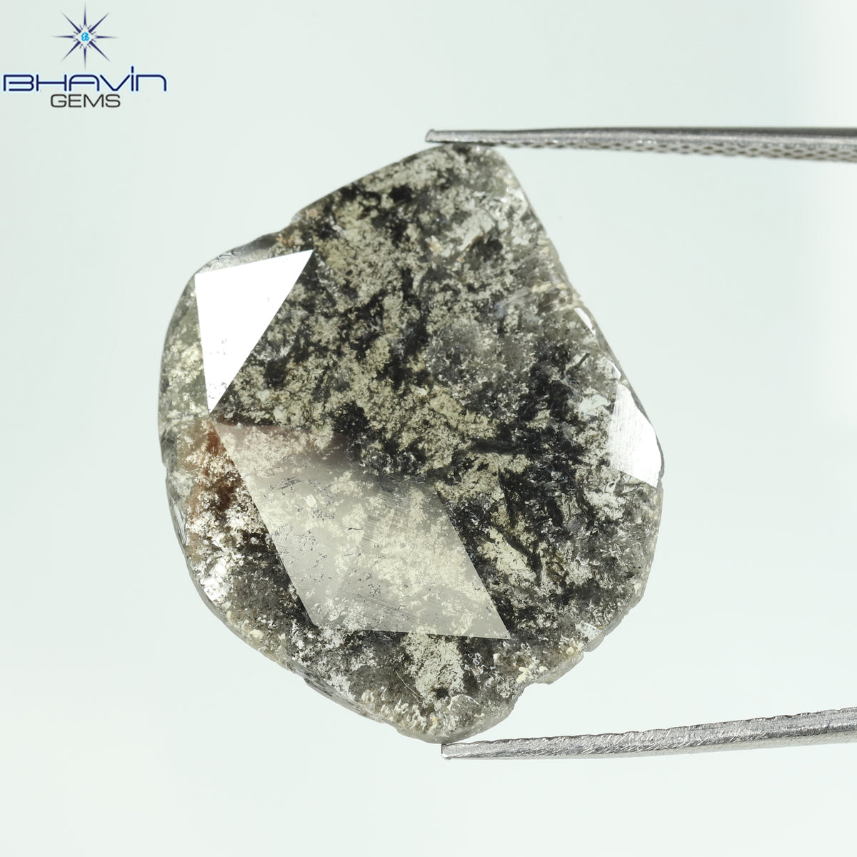 6.95 CT Natural Slice Diamond Salt And Pepper Color Clarity I3 (21.77 MM)