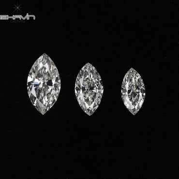 0.26 CT/3 ピース マーキス シェイプ ナチュラル ダイヤモンド ホワイト カラー SI クラリティ (4.97 MM)