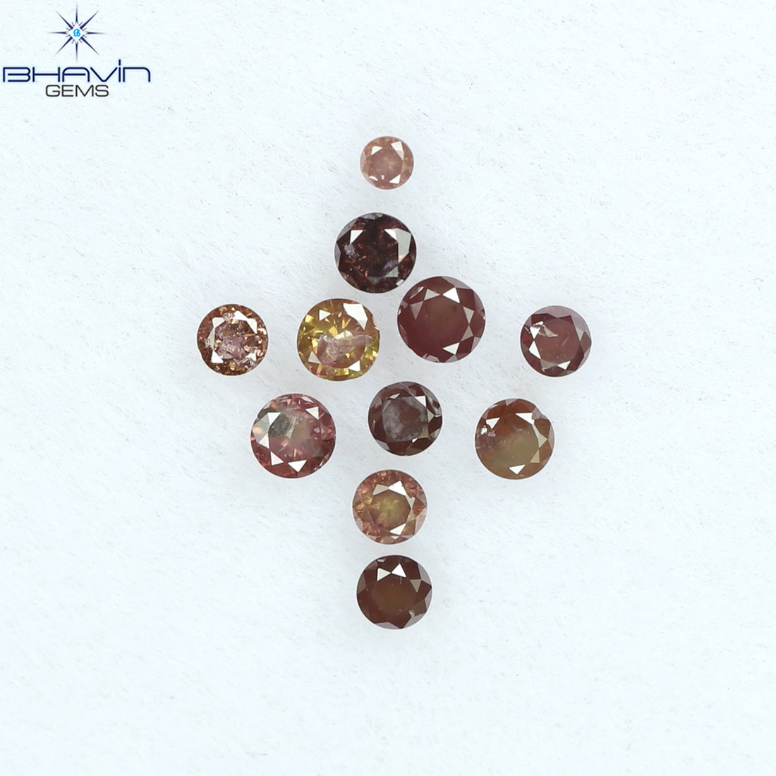 0.18 CT/11 個 ラウンド シェイプ ナチュラル ルース ダイヤモンド ピンク カラー I3 クラリティ (1.75 MM)